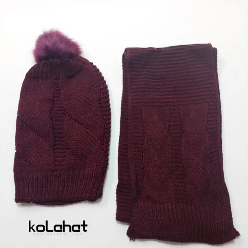 کلاه و شال گردن بافت زنانه مدل شیطونی (KLT-T2544)