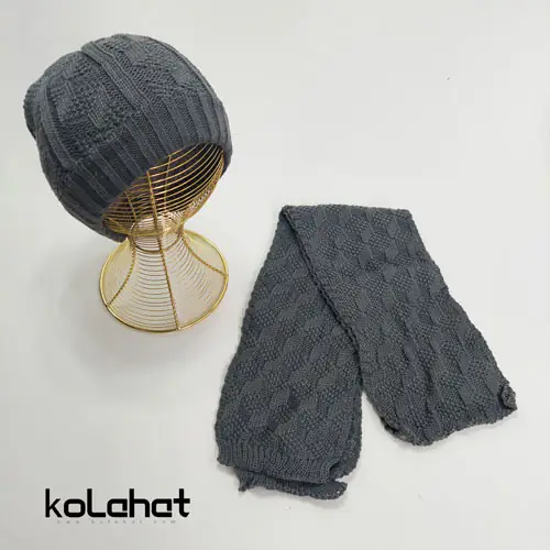 کلاه و شال گردن مردانه داخل خز (KLT-T2566)