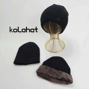 کلاه بافت مشکی داخل خز - عمده (KLT-2659)