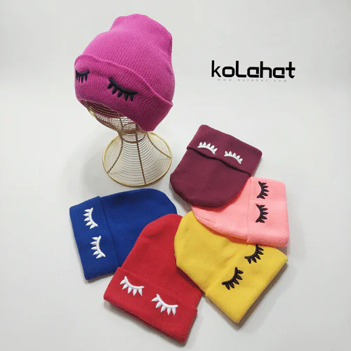 کلاه بافت رنگی مژه - عمده (KLT-2684)