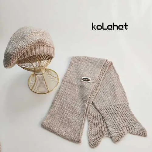 کلاه و شال گردن بافت مدل فرانسوی (KLT-T2688)