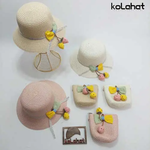 ست کیف و کلاه ساحلی طرح توت فرنگی - عمده (KLT-2822)