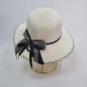 کلاه ساحلی زنانه پاپیون دار - عمده (KLT-3075)