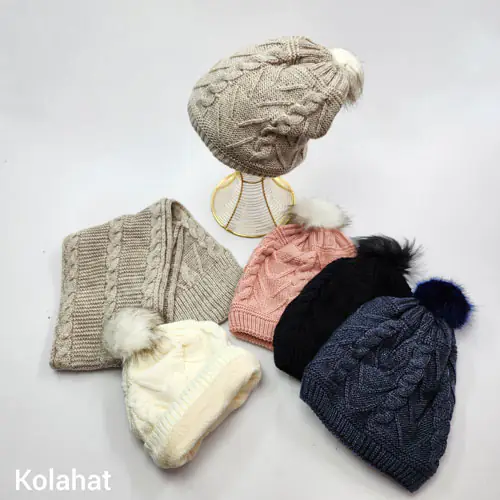 کلاه و شال گردن بافت شیطونی - عمده (KLT-3318)