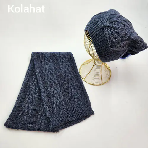 کلاه و شال گردن بافت زنانه شیطونی (KLT-T3314)