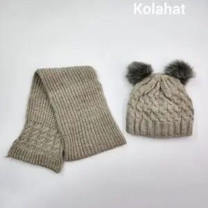 کلاه و شال گردن بچگانه دو پوم - عمده (KLT-3368)