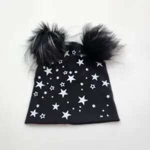 کلاه بچگانه پوم دار تریکو طرح ستاره (KLT-T3456)