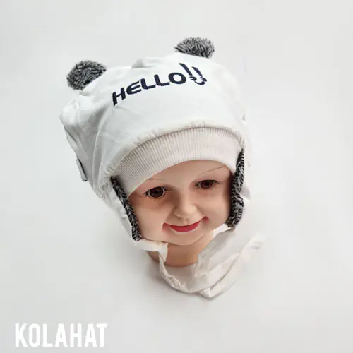 کلاه تریکو طرح HELLO دو پوم داخل خز (KLT-T3468)