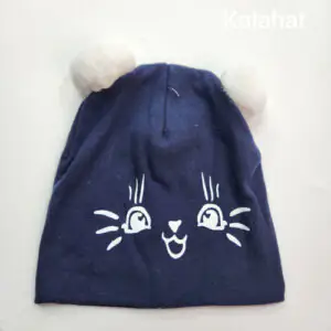 کلاه تریکو دو پوم طرح گربه - عمده (KLT-3479)