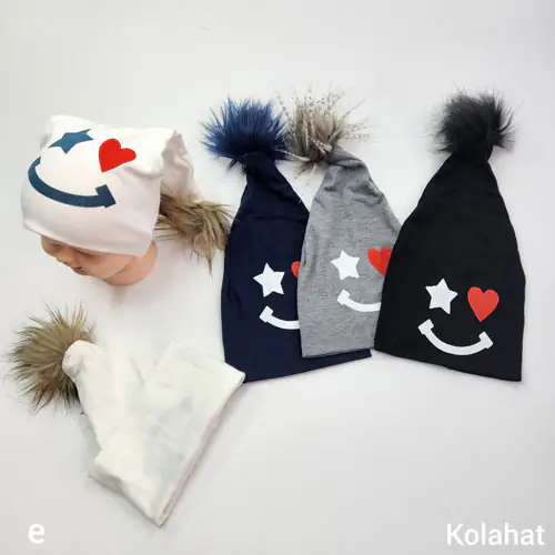 کلاه تریکو بچگانه شیطونی طرح لبخند - عمده (KLT-3474)