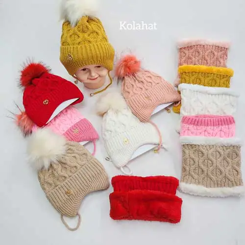 کلاه گوشدار بچگانه داخل خز - عمده (KLT-3769)
