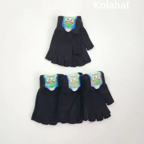 دستکش نیمه انگشتی مشکی - عمده (KLT-3587)