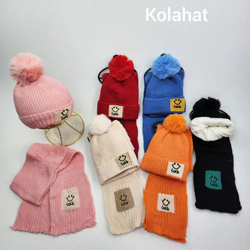 کلاه و شال وارداتی طرح لبخند - عمده (KLT-3599)