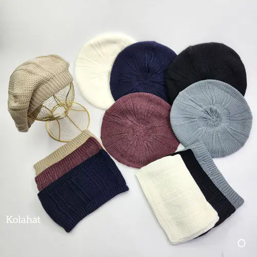کلاه فرانسوی و شال رینگی زنانه - عمده (KLT-3672)