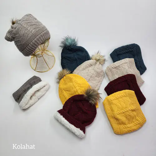 کلاه و شال رینگی زنانه شیطونی - عمده (KLT-3680)