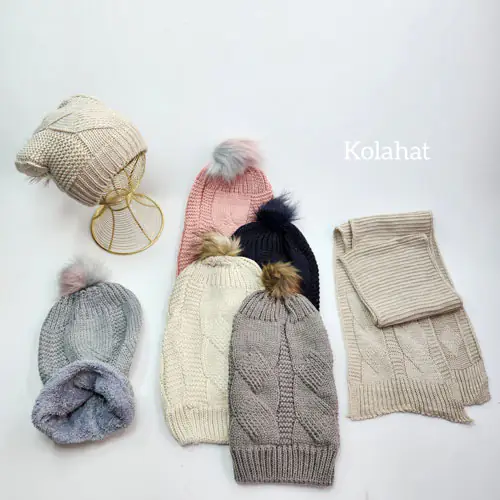 کلاه و شال گردن زنانه شیطونی - عمده (KLT-3681)