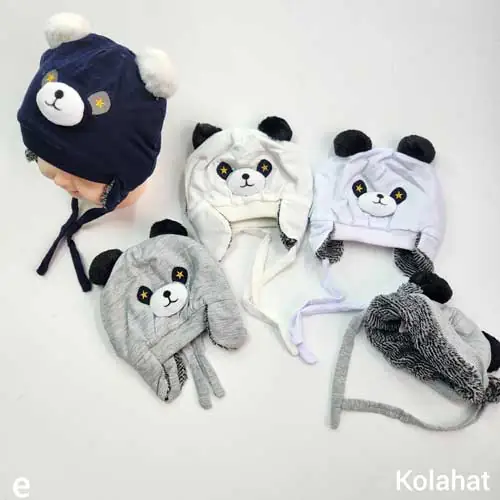 کلاه بچگانه تریکوی گوشدار خرسی - عمده (KLT-3490)