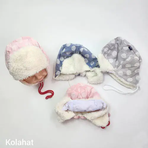 کلاه تریکو خلبانی بچگانه خالخالی - عمده (KLT-3551)