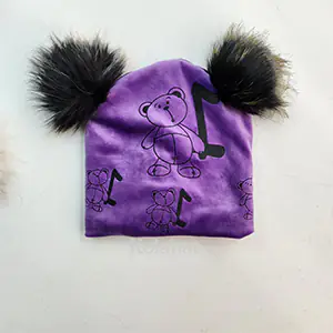 کلاه زمستانی بچگانه مخمل دوپوم