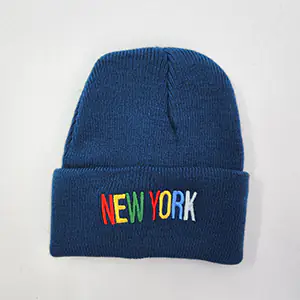 کلاه سورمه ای زمستانی گلدوزی newyork